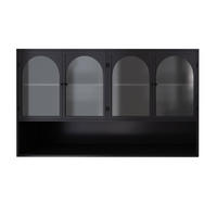 NÁSTĚNNÁ SKŘÍŇKA 120 cm, kov, 4 dvířka, šedé sklo - černá, kov (120/70/23cm) - Urban Meuble