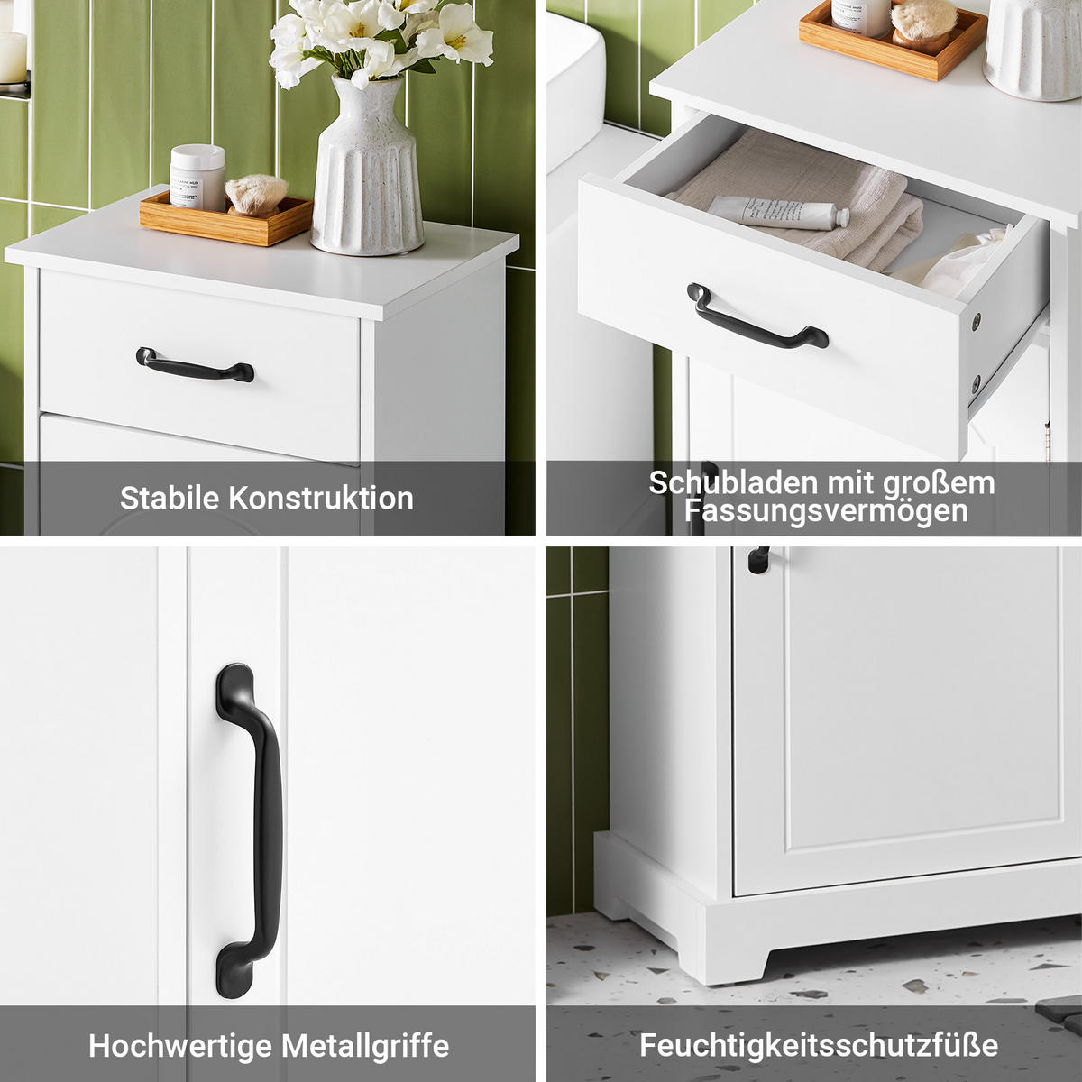 BADEZIMMERSCHRANK Weiß - Weiß, Holzwerkstoff (42/93/30cm) - SoBuy