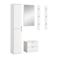 GARDEROBENKOMBINATION 5tlg. Projekt X Garderobe in weiß Nb. und weiß hochglanz B/H/T: 148x193x34 cm - Weiß, Holzwerkstoff (148/191/37cm)
