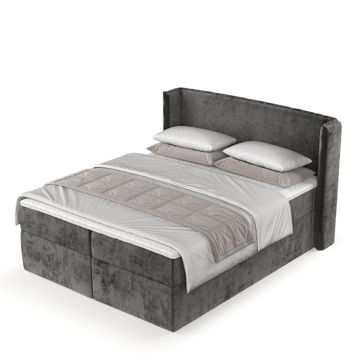 BOXBETT Viva 180/200 cm Anthrazit im Lotta Stoff - Anthrazit/Schwarz, Holz/Holzwerkstoff (180/200cm) - AltaBeds