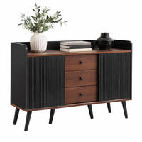 SIDEBOARD aus MDF und Spanplatte 117,5x40x80 cm Schwarz-Holzfarben mit Schiebetüren und Schubladen - Schwarz, Holzwerkstoff (117.5/80/40cm) - IVMEU