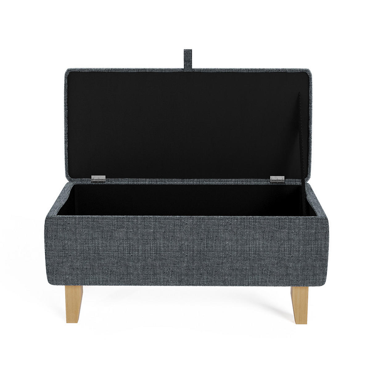 POLSTERHOCKER 71/37/34 cm Stauraum Holzbeine Leinen Dunkelgrau - Dunkelgrau, Holz/Textil (71/34/37cm) - Livingandhome