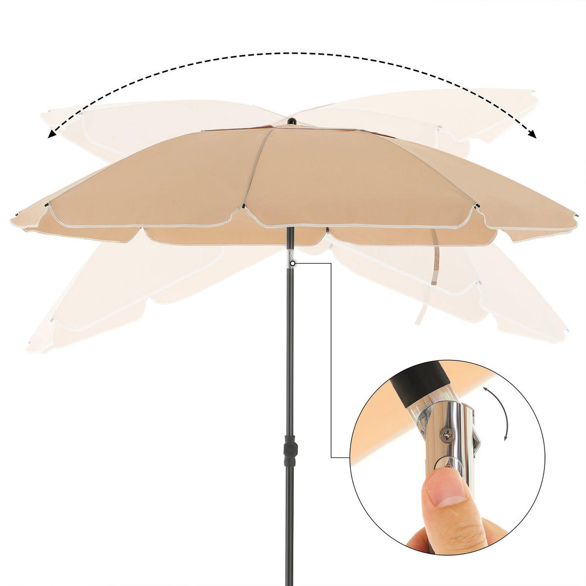 SONNENSCHIRM FÜR STRAND KNICKBAR - Beige, Textil (200/200cm) - Hansiro