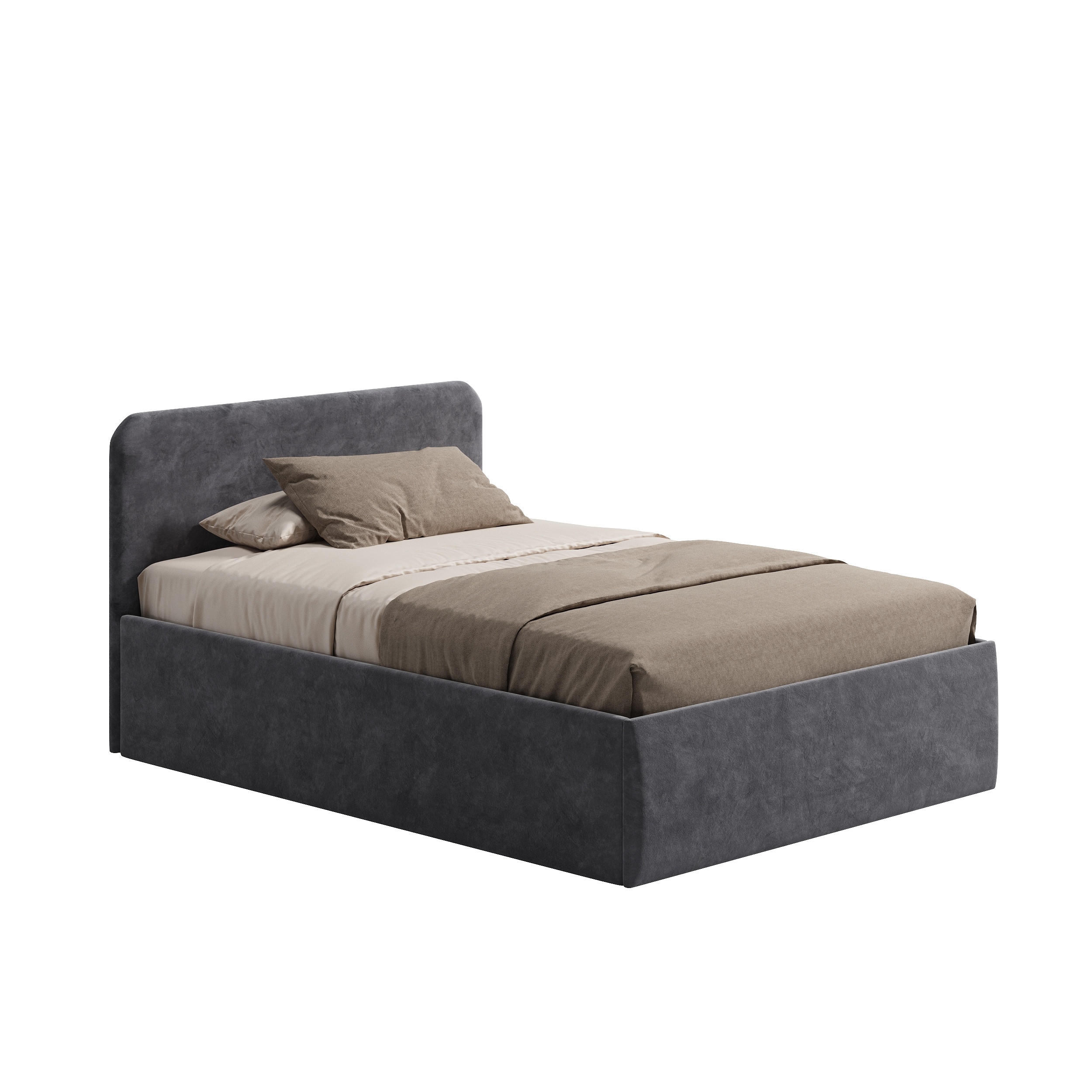 POLSTERBETT 140x200 cm Bonnellfederkernmatratze H2 Microvelours in Anthrazit - Anthrazit, Textil (140/200cm) - Home Collective