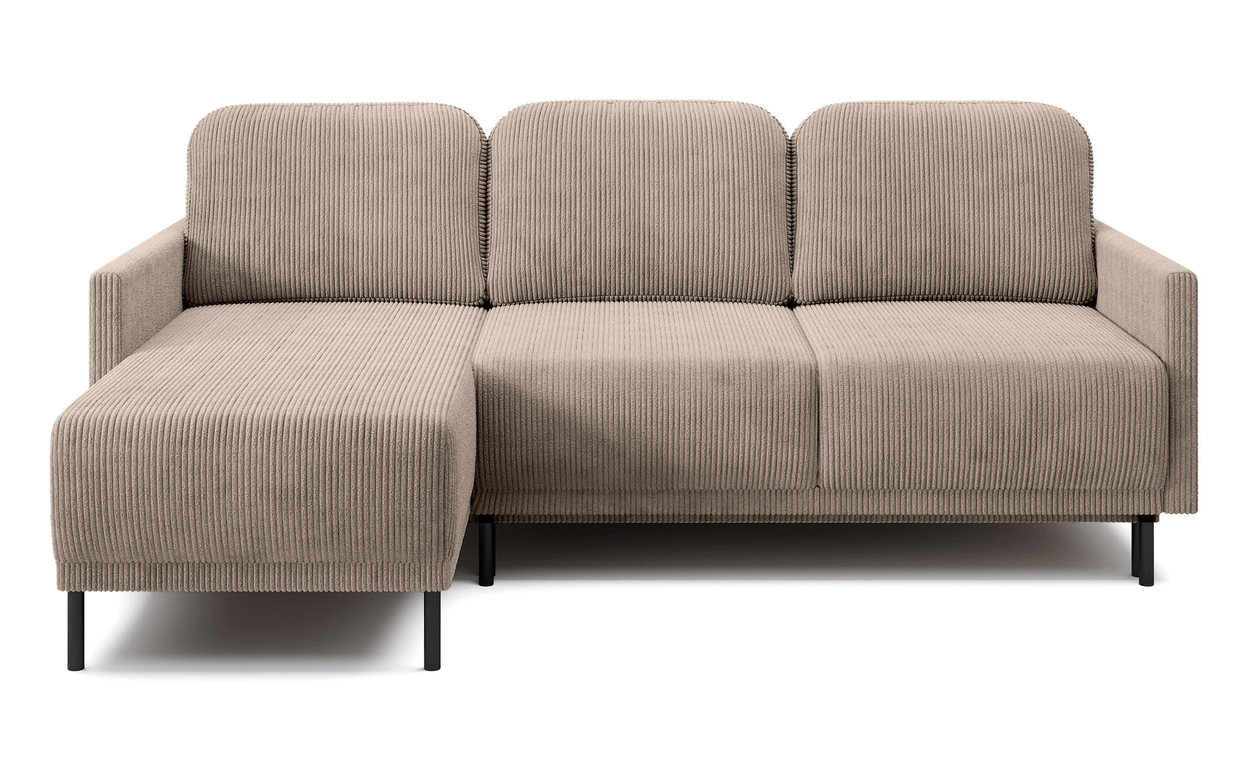 ECKSOFA Hamiel Beige Cordbezug - Beige/Schwarz, Holz/Textil (212/142cm) - Selsey