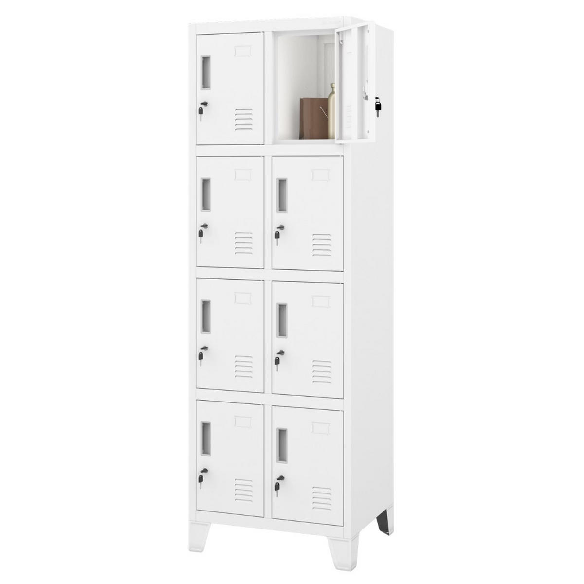 SCHLIESSFACHSCHRANK Spind TAMPA 8 Fächer 172x55,9x45cm Weiß - Weiß, Metall (55.9/172/45cm) - DELUKE