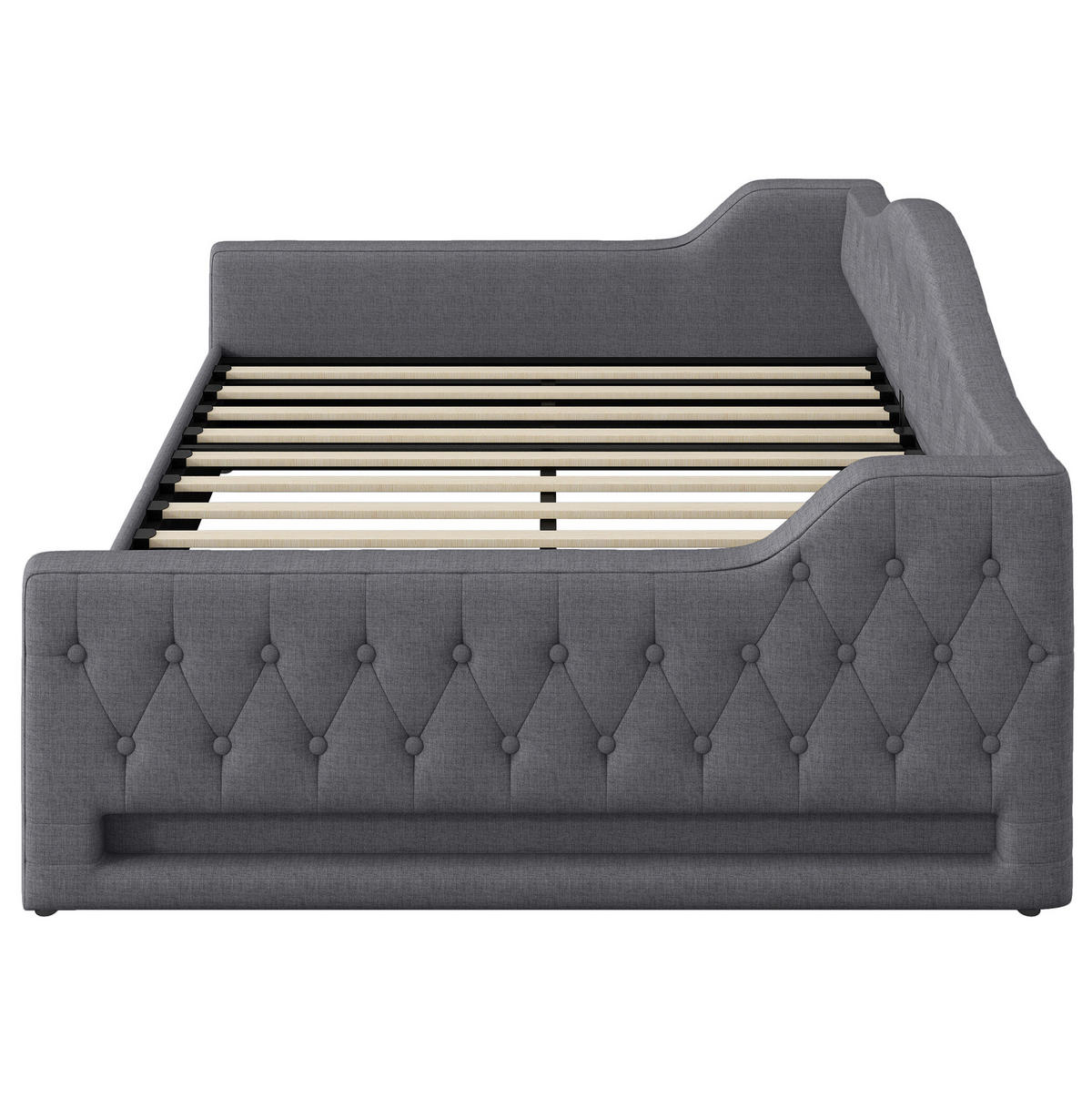 POLSTERBETT 140/200 cm Grau aus MDF mit LED-Beleuchtung und Stauraum - Grau, Holzwerkstoff (140/200cm) - OKMYHOME