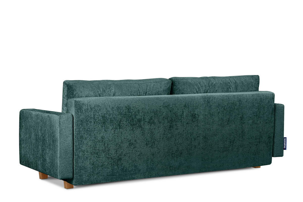3-SITZER-SCHLAFSOFA ERISO mit weiche Sitzfläche und hohe Rückenlehne, Chenille-Stoff, blau - Blau/Opal, Textil (220/80/100cm) - KONSIMO®