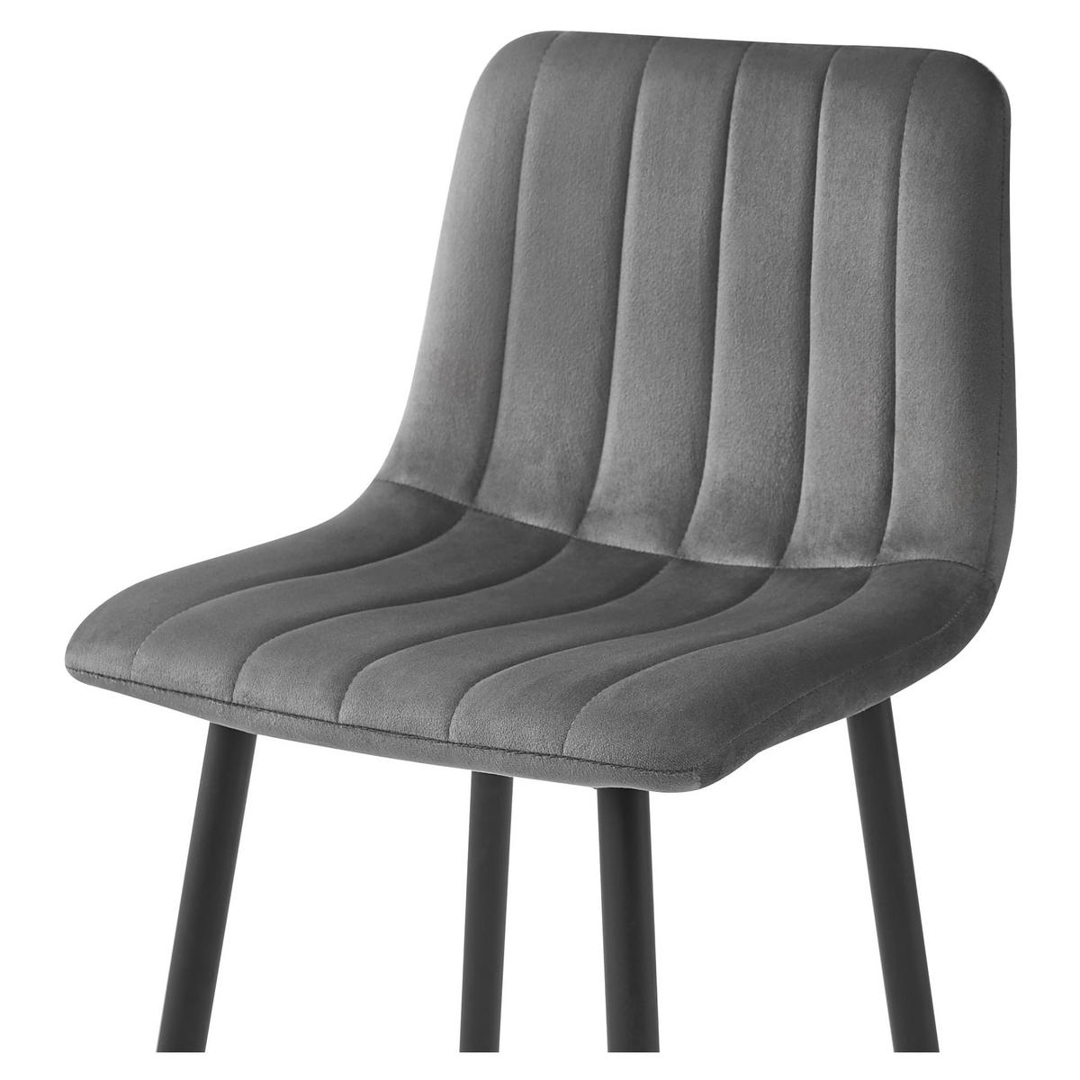 BARHOCKER 4-er Set POZZA dunkelgrauer Sitz, schwarze Basis - Dunkelgrau/Schwarz, Textil (43/104/35cm) - Valora