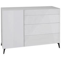 KOMMODE Elfi 131x42x104 Hochglanz Kreidegrau/Glas Kreidegrau - Hellgrau, Holzwerkstoff (131/104/42cm) - 58aufmkessel