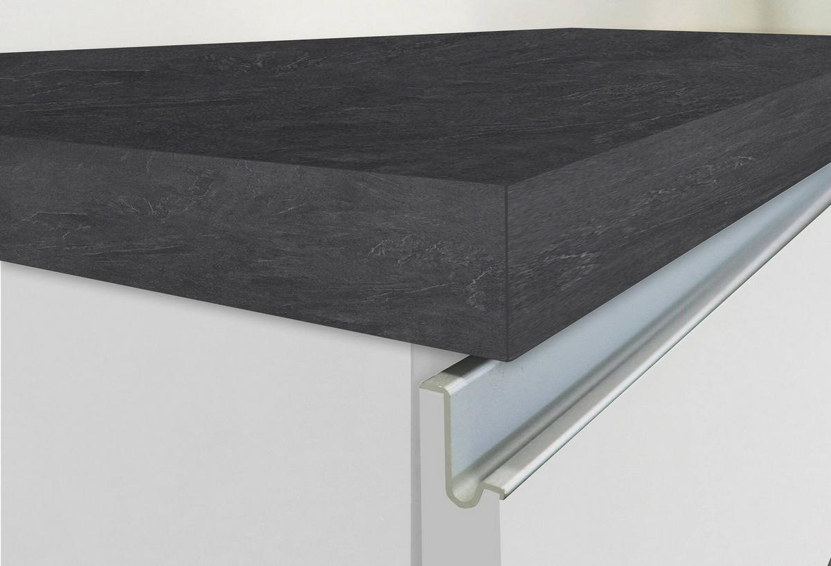 KÜCHENINSEL Glänzendes Weiß, Schiefer 90/160/90 cm - Schieferfarben/Weiß, Holzwerkstoff (160/90/90cm) - DMORA