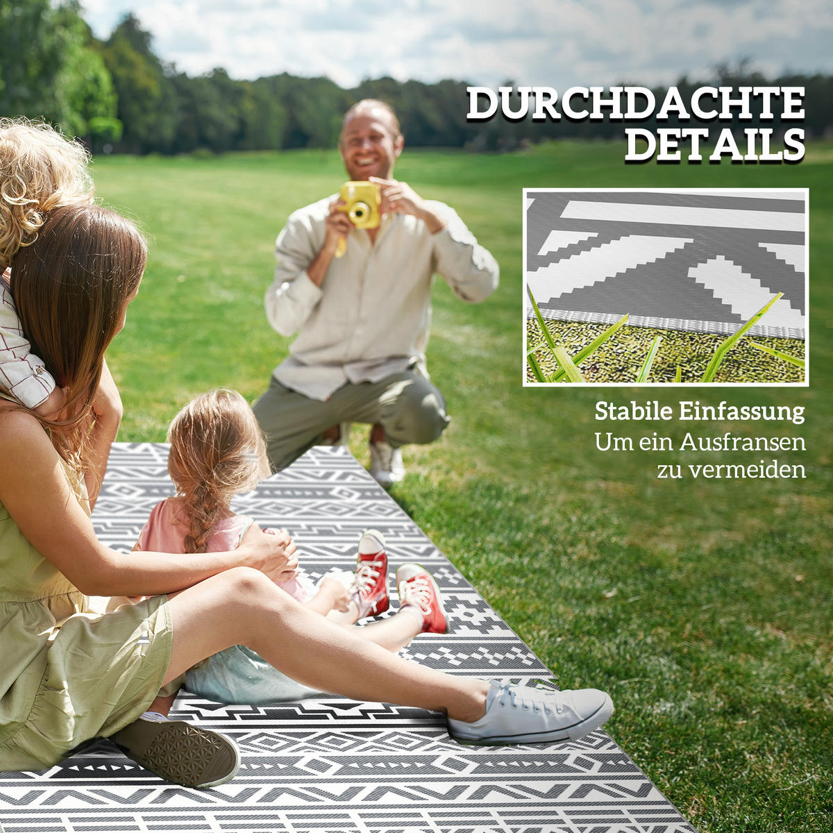 OUTDOORTEPPICH, Wetterfest - Dunkelgrau, Kunststoff (274/182cm) - Outsunny