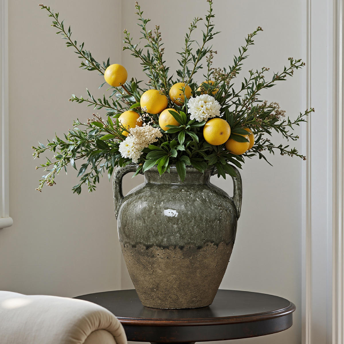 VASE aus Keramik, Ø24.5 x H29 cm - Grün, Keramik (29cm) - Hometopia