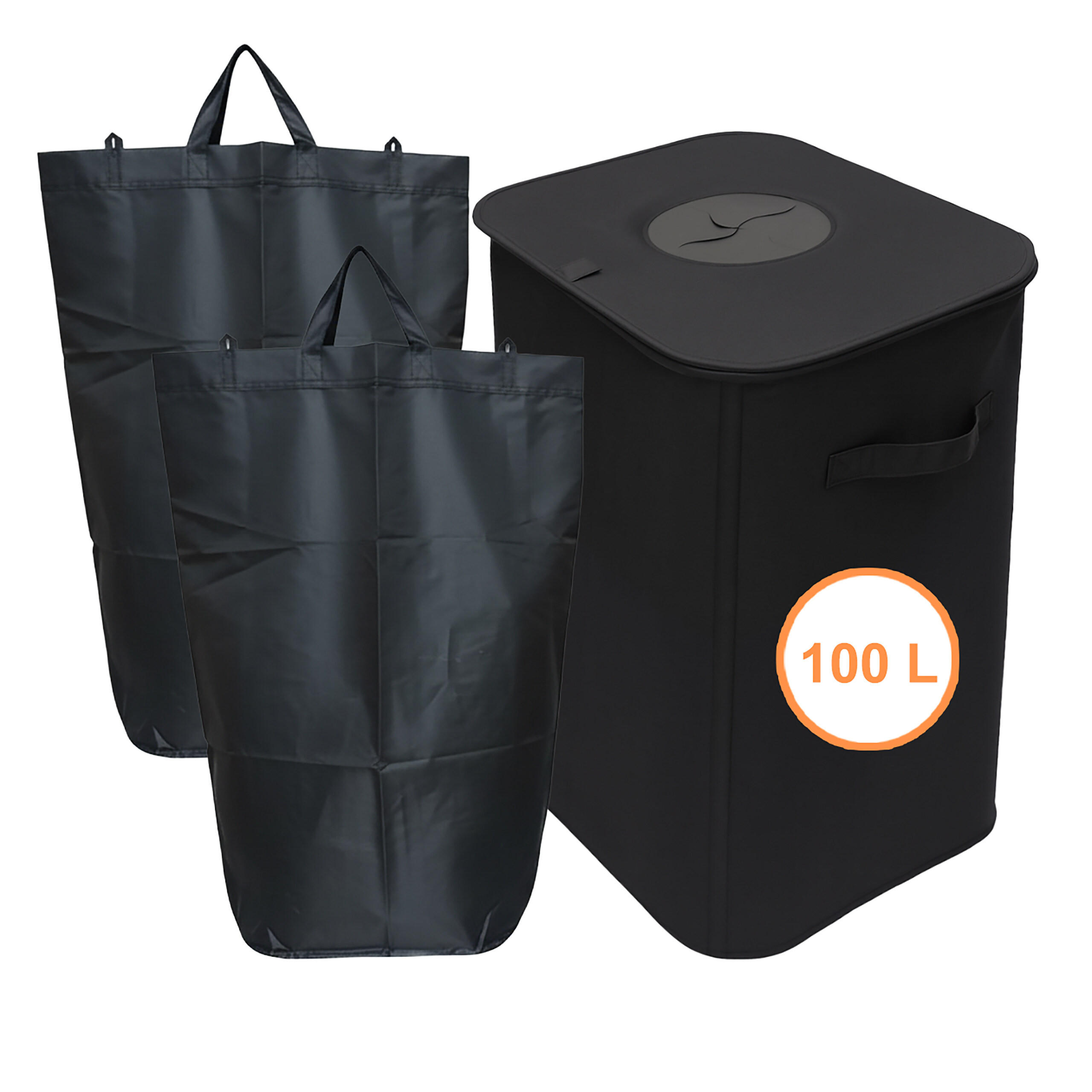 PFANDFLASCHEN-SAMMELBEHÄLTER - Schwarz, Kunststoff/Textil (43/70/33cm) - Relaxdays