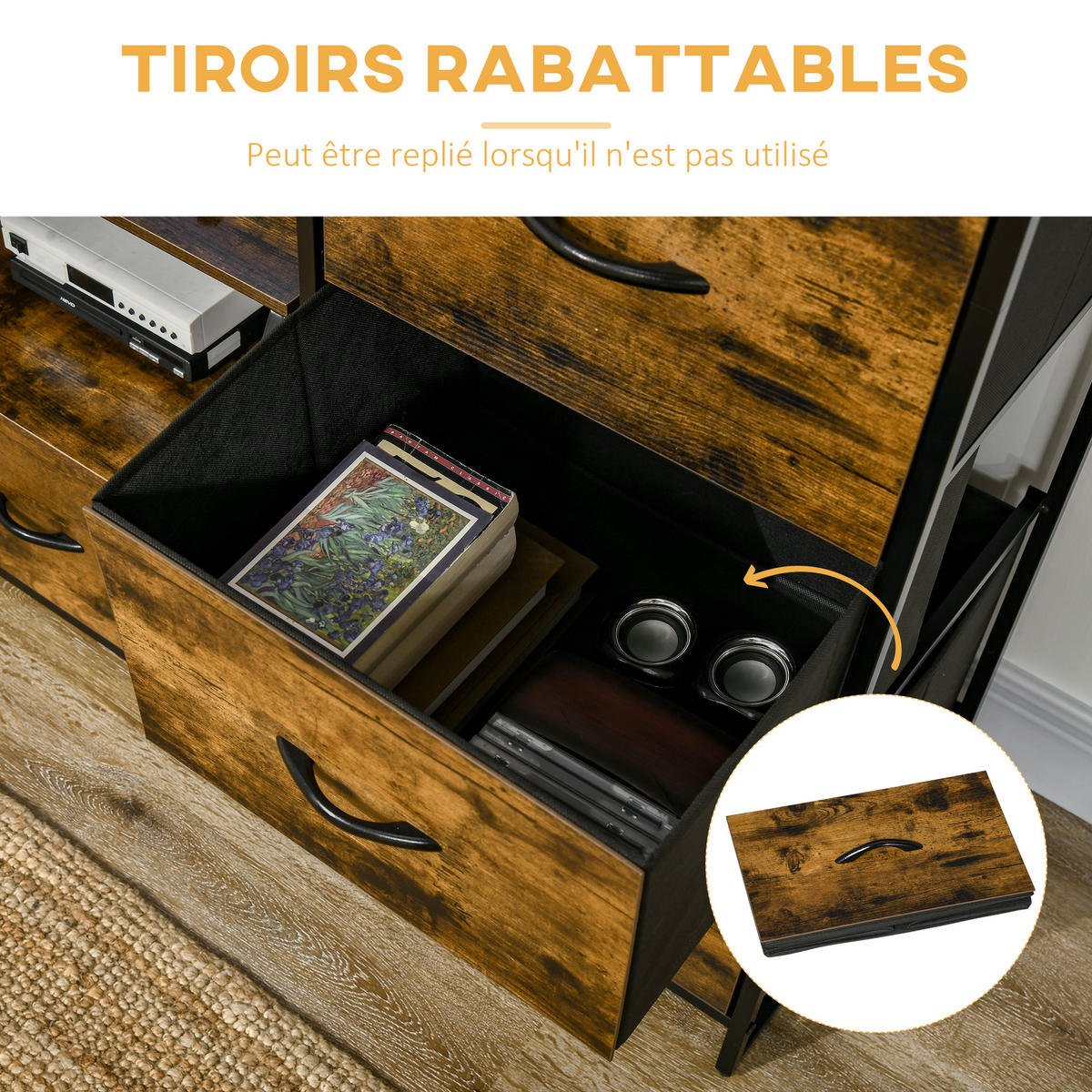 BADREGAL DE-12406 mit 3 schubladen 44/40/155 cm Braun - Braun, Holzwerkstoff (40/155/44cm) - ComfortXL