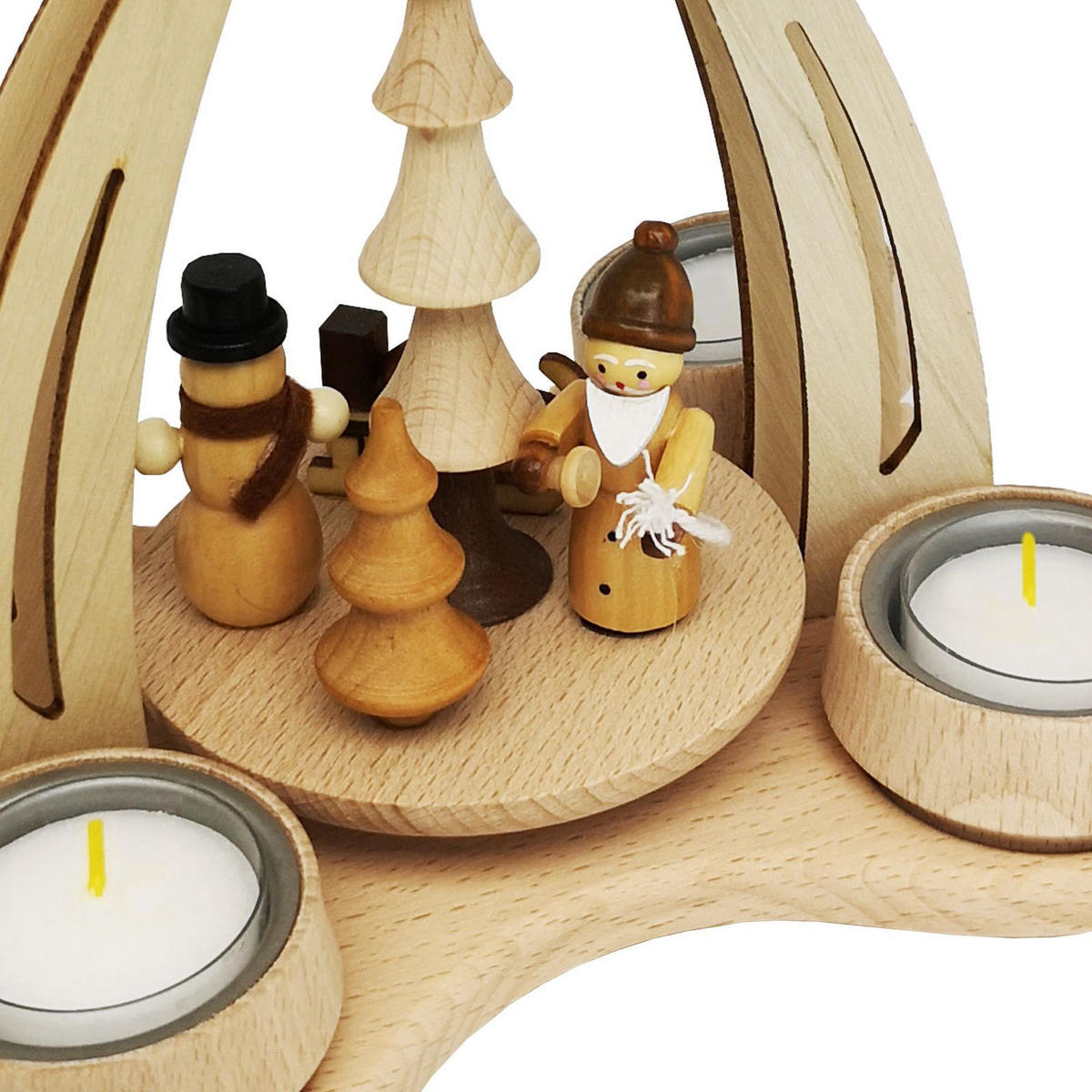 TISCH-PYRAMIDE Schneemann Weihnachtsmann 14/18/24 cm - Multicolor, Holz (0.1/24/0.1cm) - Dekoteam24