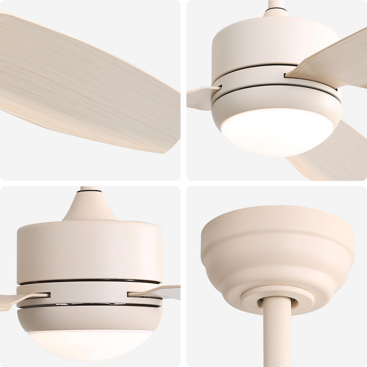 DECKENVENTILATOR DE-16315 46 Zoll mit 3 ABS-Flügeln & Fernbedienung - Creme, Kunststoff (116.8/116.8/54cm) - ComfortXL