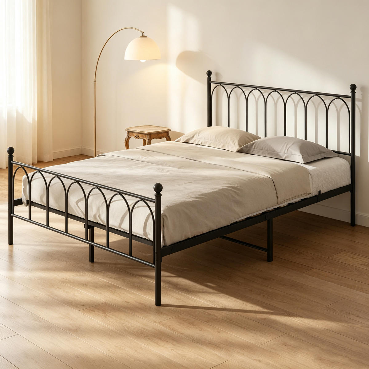 METALLBETT 140/200 cm in Schwarz mit Lattenrost und Stauraum unter dem Bett - Schwarz, Metall (140/200cm) - OKMYHOME
