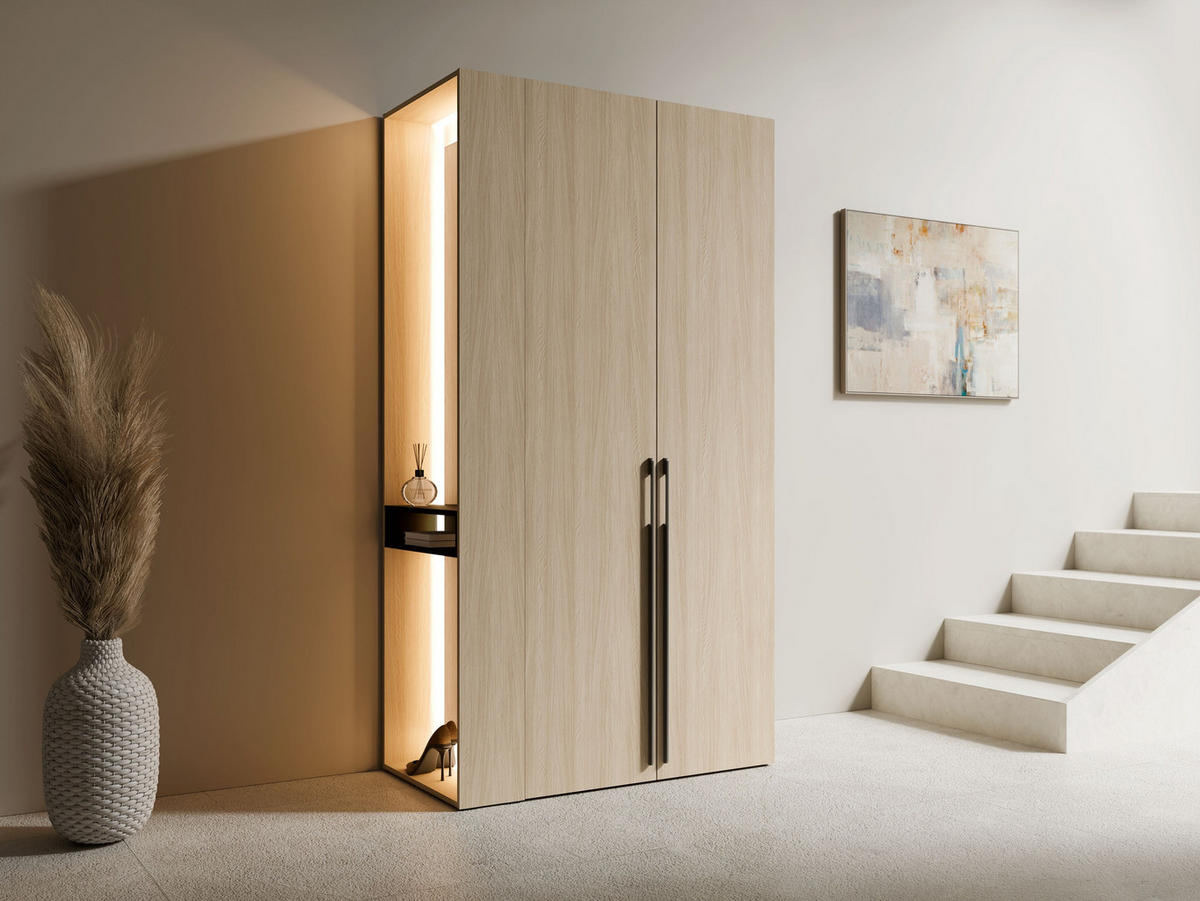 KLEIDERSCHRANK Eiche Barista 205/207,5/58,1 - Eiche Bianco, Holzwerkstoff (205/208/58cm) - RAUMHIRSCH FURNITURE