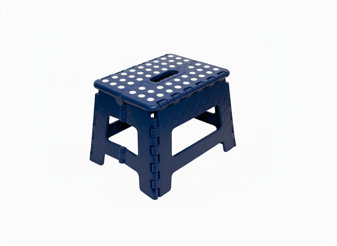 KLAPPHOCKER faltbar mit Anti-Rutsch Beschichtung, Tritthocker H 22 cm bis 150 KG belastbar, Navy Blue / Dunkelblau - Blau, Paraffin (21.5/22/28.5cm)