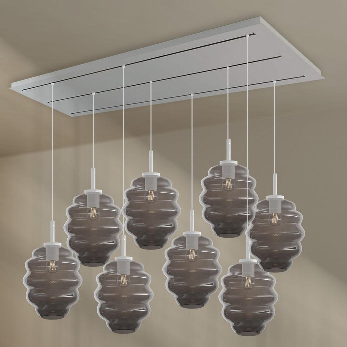 HÄNGELEUCHTE Echos 8-flammig Rauch Ø 25cm - Anthrazit/Schwarz, Glas (25/25/28cm) - s.luce
