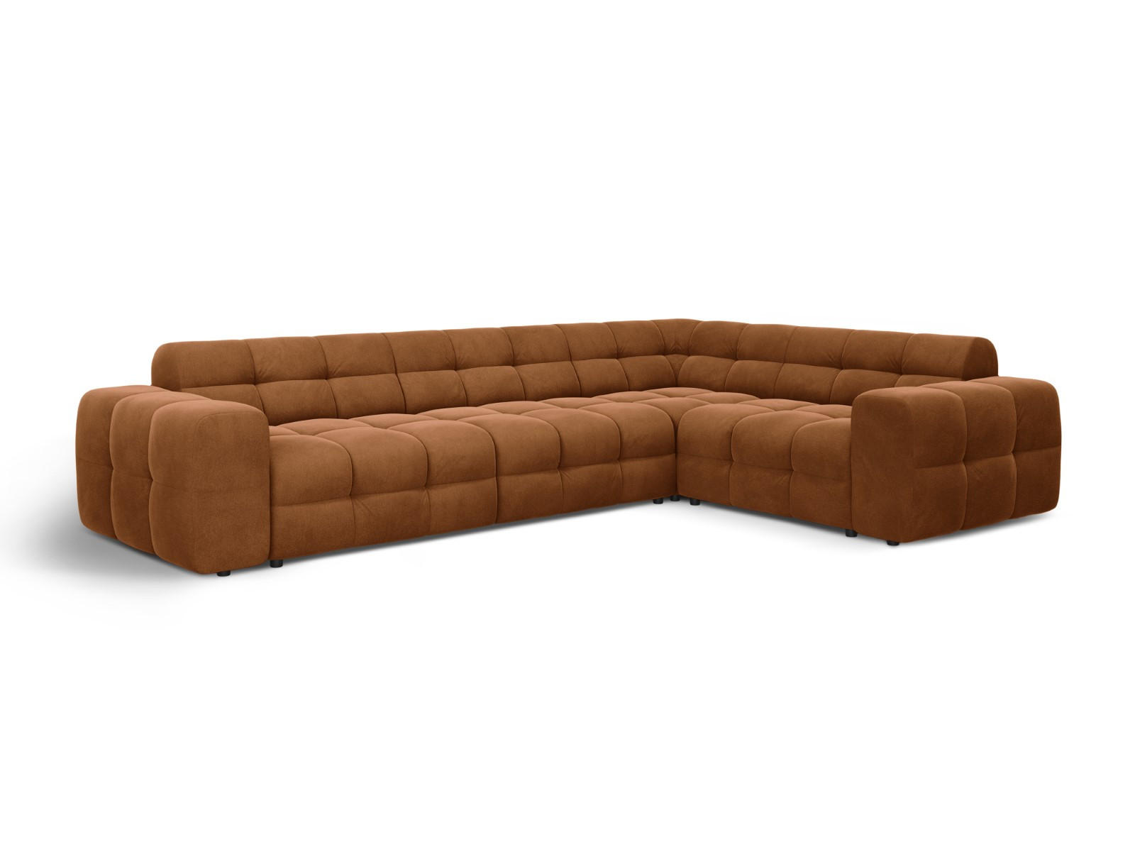 ECKSOFA rechts Kendal aus Samt kamel 6 Sitzplätze - Hellbraun, Textil (231/332cm) - Micadoni