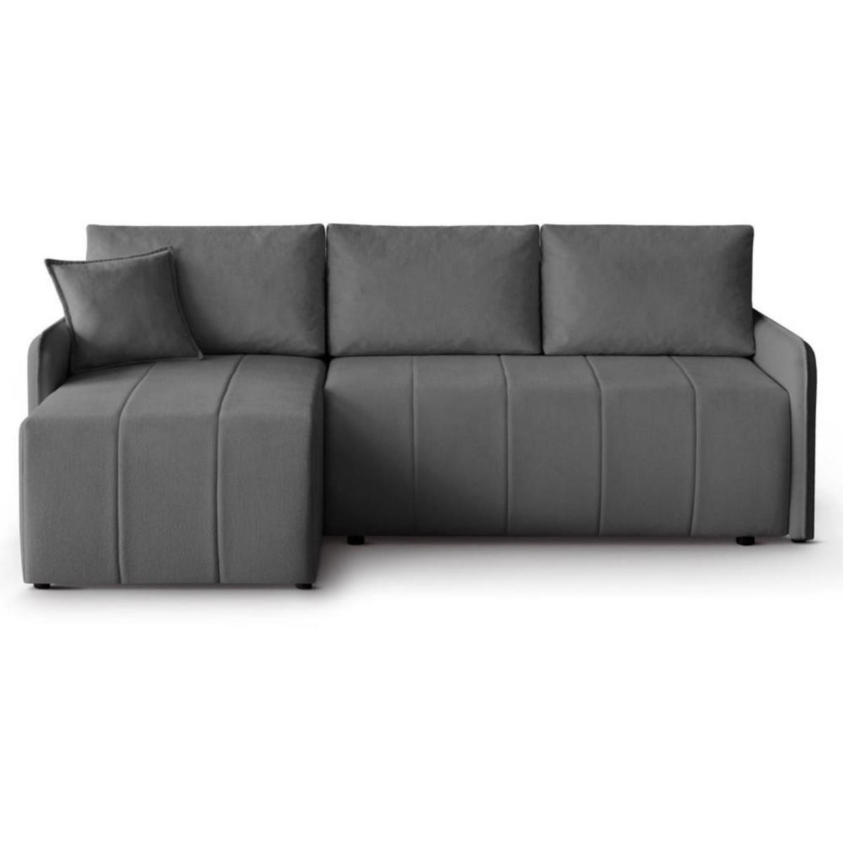 ECKSCHLAFSOFA Capri dunkelgrau - Dunkelgrau/Schwarz, Kunststoff/Textil (223/156cm) - Beautysofa