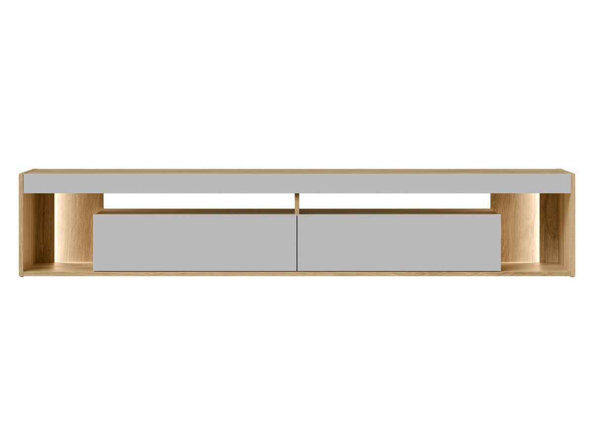 TV-LOWBOARD Fiore 200 2D - Eichefarben/Schwarz, Holzwerkstoff/Kunststoff (200/38/39cm) - MIRJAN24