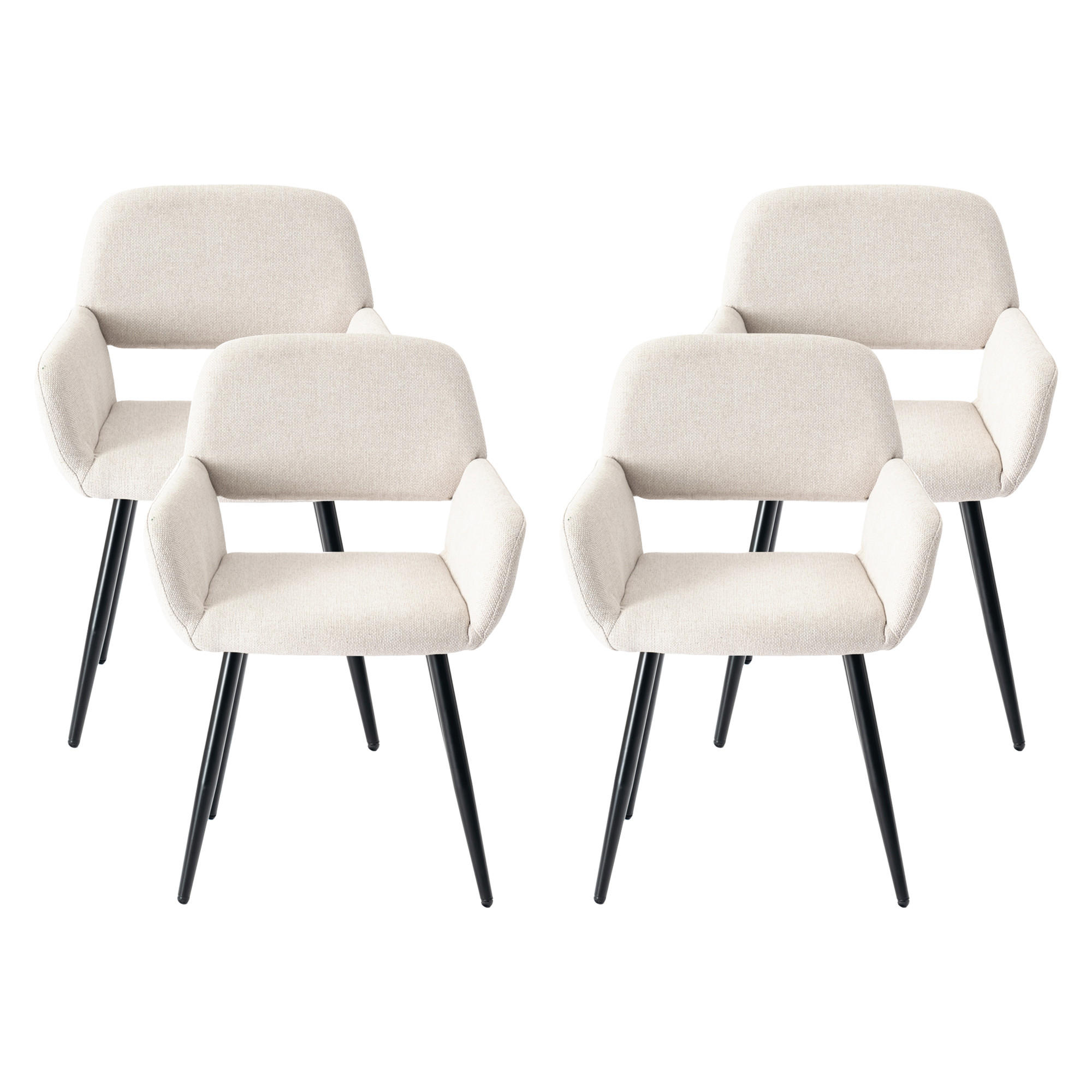 ARMLEHNSTUHL-SET 4 Stück beige - Beige, Holzwerkstoff/Textil (56/77/53cm) - Urban Meuble