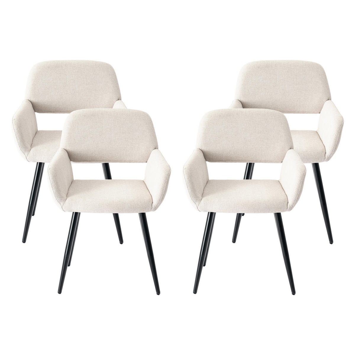 ARMLEHNSTUHL-SET 4 Stück beige - Beige, Holzwerkstoff/Textil (56/76.5/53cm) - Urban Meuble