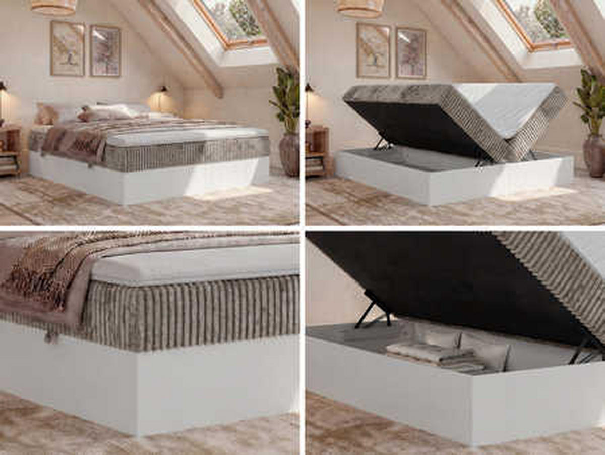 POSTEL BOXSPRING TRAVIT ZERO 200/200 - Světle hnědá Manšestr - Topper Visco - H3 - černá/světle hnědá, textil/plast (200/200cm) - MKS
