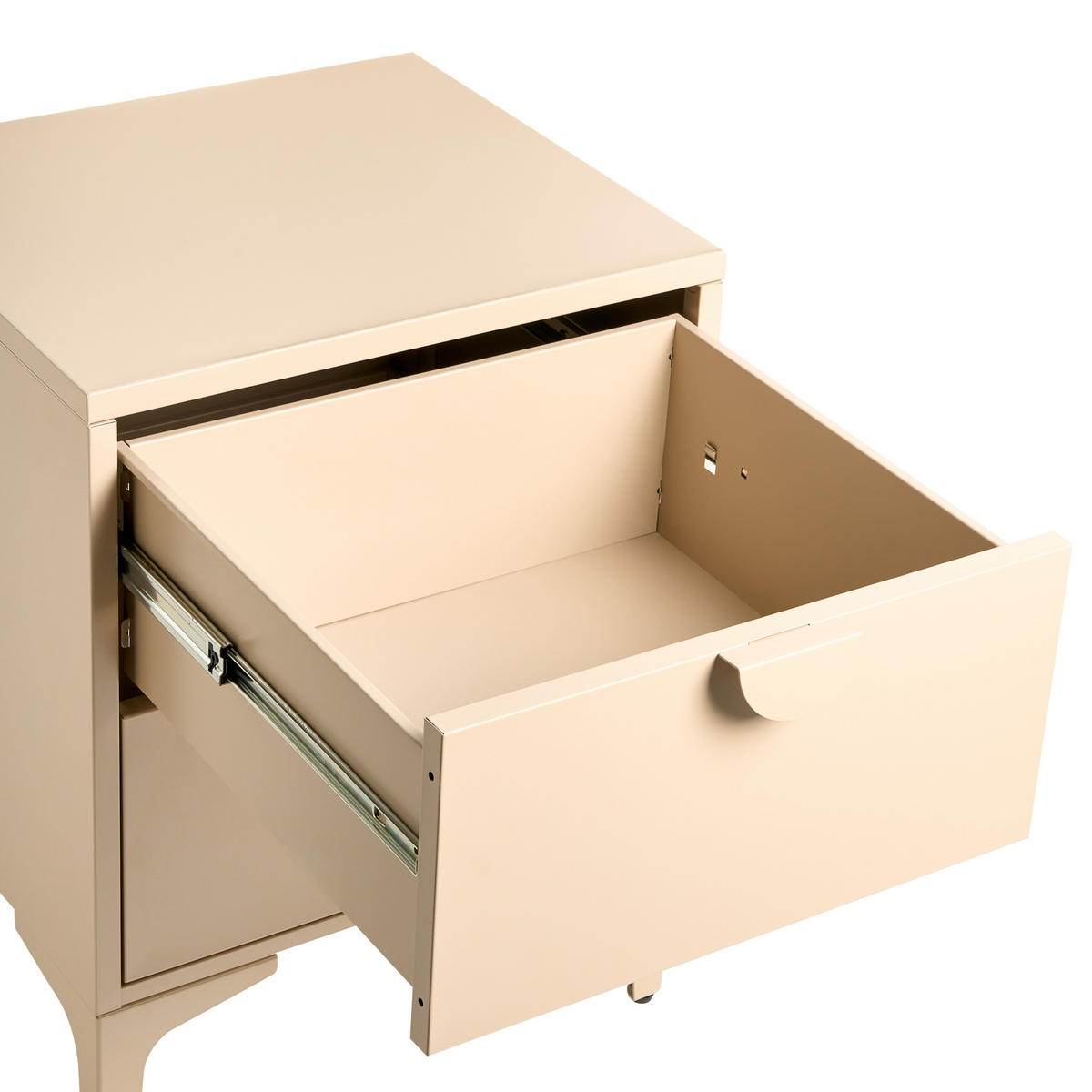 NACHTTISCH mit 2 Schubladen Metall Beige Ardura - Beige, Metall (45/60/40cm) - Beliani