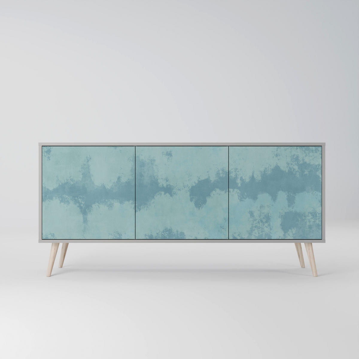 SIDEBOARD SKY WASH, Eicheneffekt, 164,5x42x77,5 cm, 3 Türen - Eichefarben/Buchefarben, Holzwerkstoff/Buchenholz (164.5/77.5/42cm) - SpaceRebels