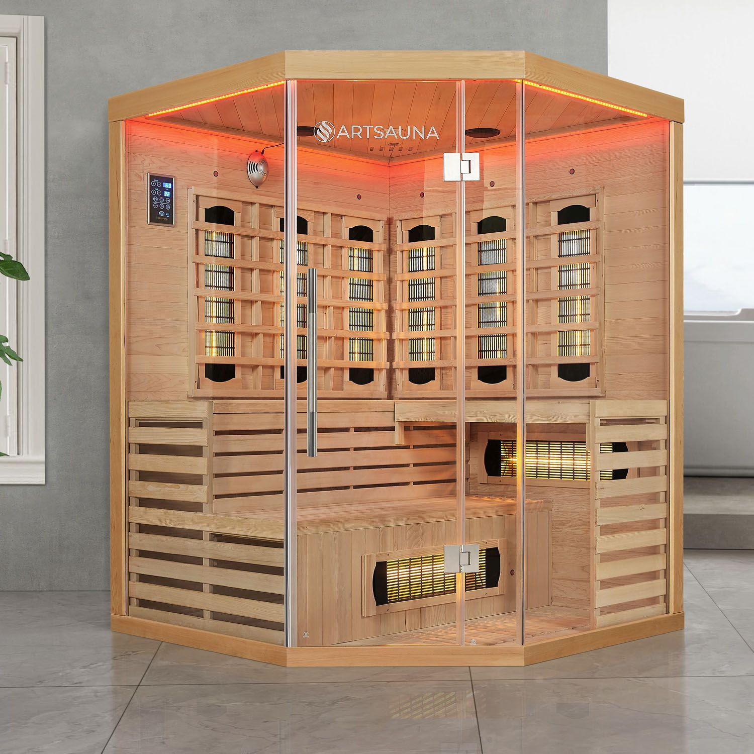 INFRAROTKABINE Kiruna150 mit Dual Technologie & Hemlockholz - Naturfarben, Holz (150/200/150cm) - Artsauna
