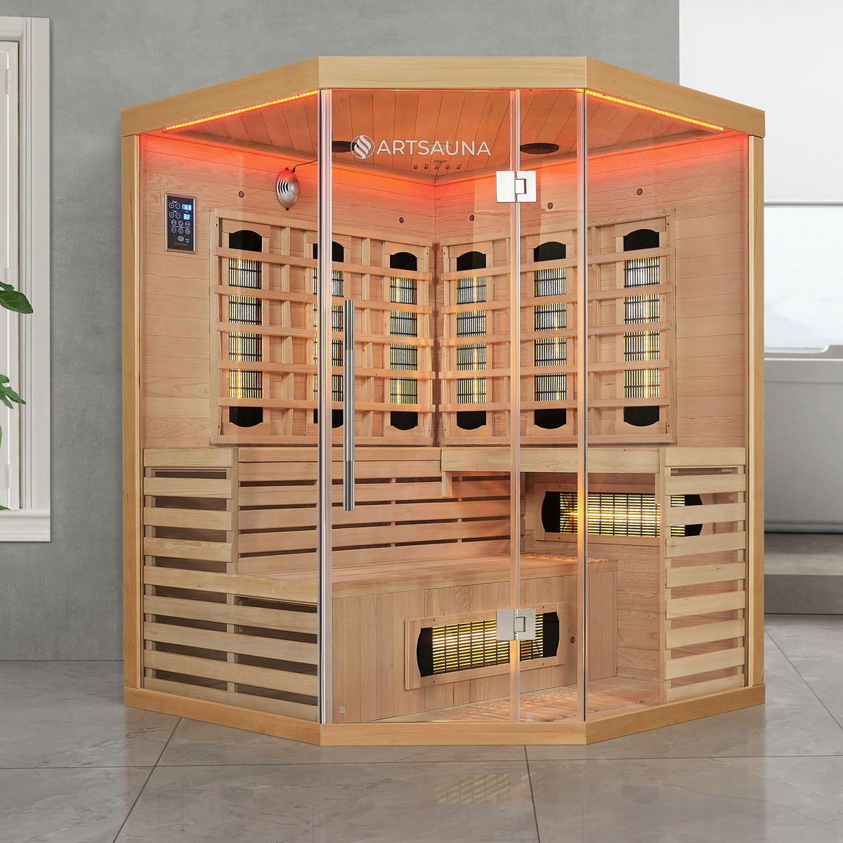 INFRAROTKABINE Kiruna150 mit Dual Technologie & Hemlockholz - Naturfarben, Holz (150/200/150cm) - Artsauna