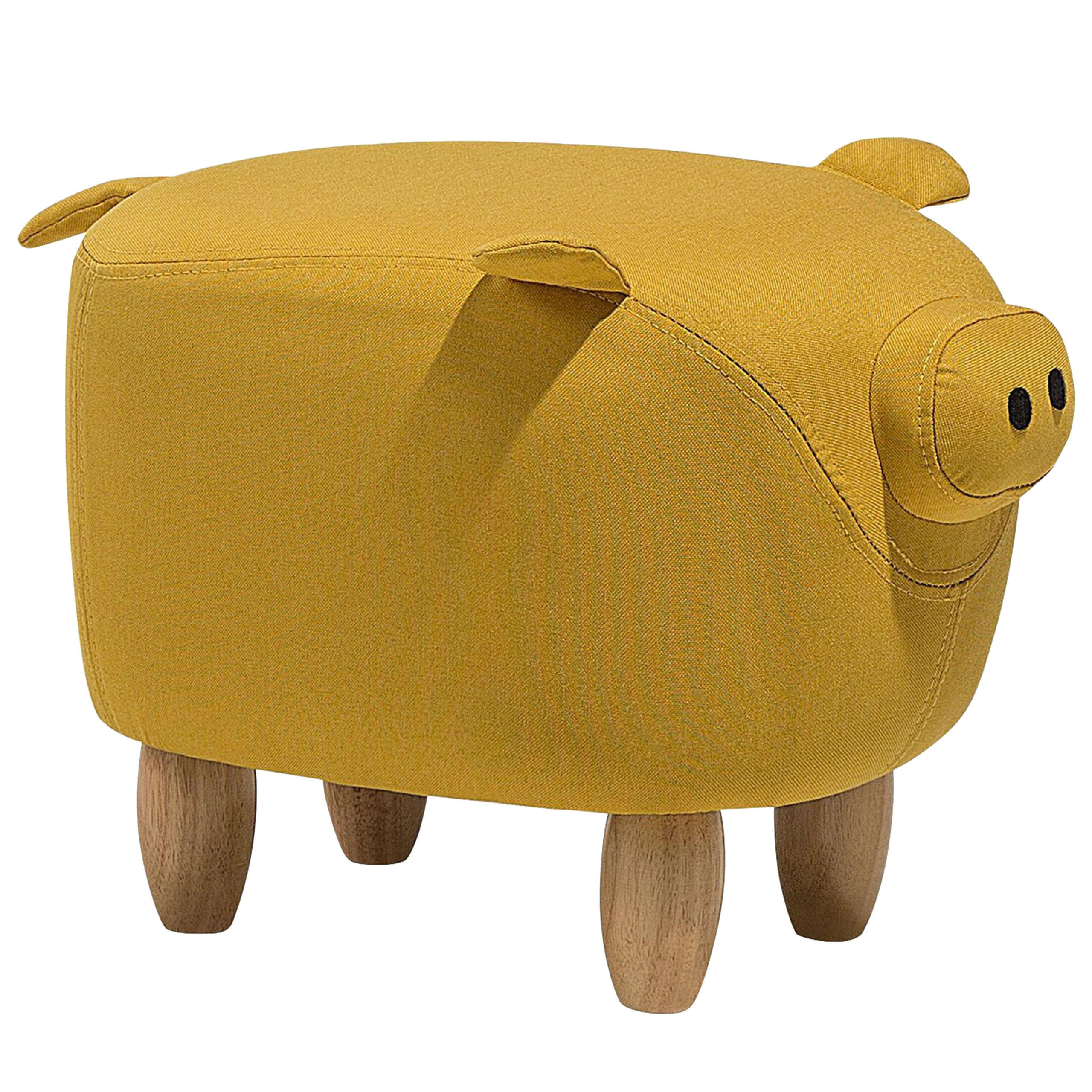 TIERHOCKER Piggy 32/50/35 cm - Gelb, Kunststoff/Textil (50/35/32cm) - Beliani