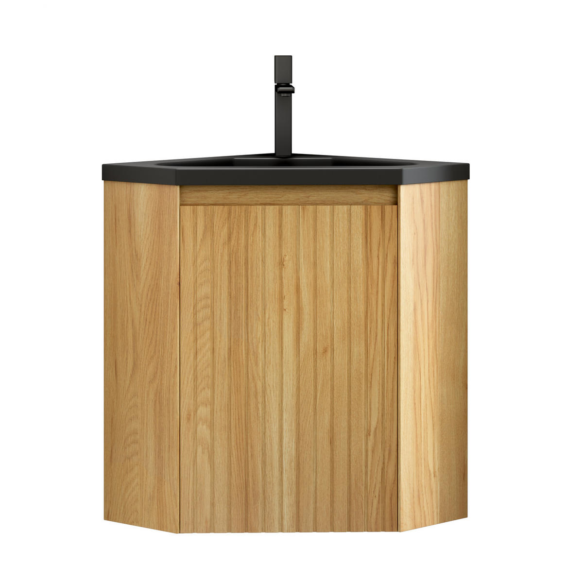 WASCHTISCHUNTERSCHRANK 54.5x38.5x52.4cm Schwarz/Naturholz mit Harzbecken - Naturfarben, Kunststoff (38.5/52.4/54.5cm) - Modfu