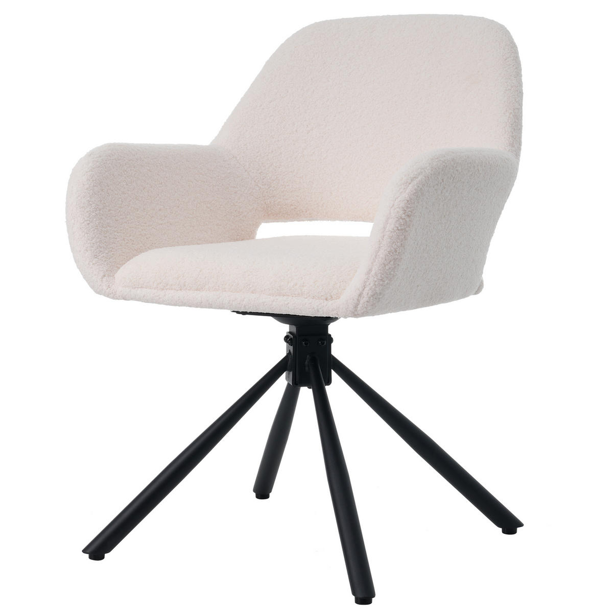 ESSZIMMERSTUHL 6er Set Drehbar Sherpa Weiss Armlehnen - Weiß, Holz (61.6/80/60.6cm) - FLIEKS