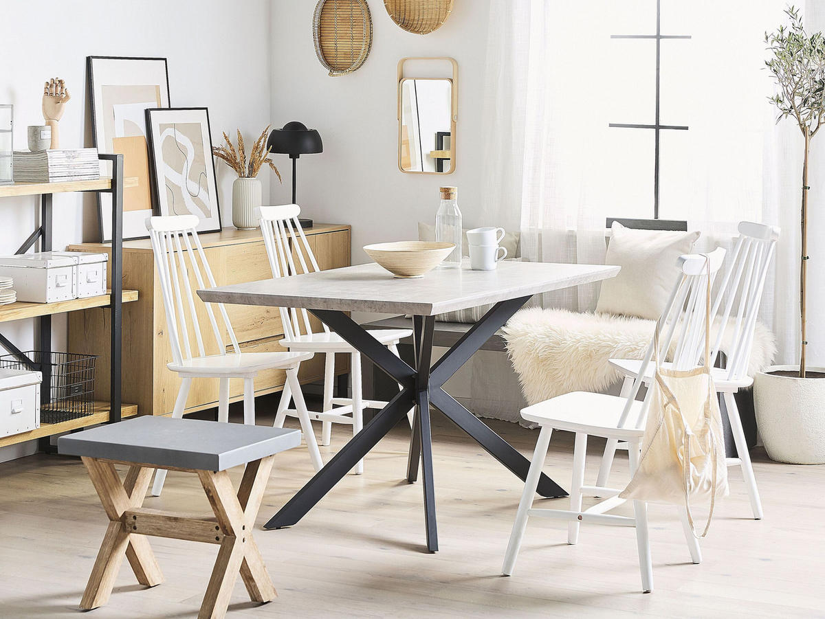 ESSTISCH 140/80/75 cm Hellgrau Rechteckig Spectra - Grau, Holzwerkstoff (140/80/75cm) - Beliani