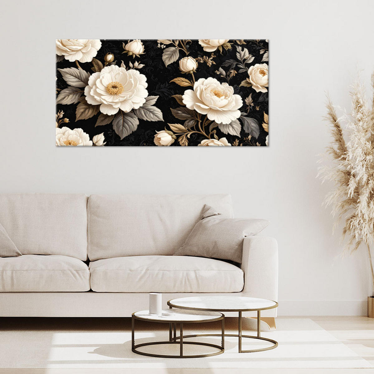 LEINWANDBILD Blumen 80x40cm - Schwarz, Textil (80/40cm) - Feeby