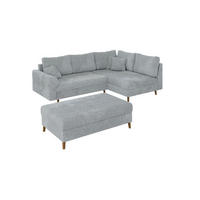 ECKSOFA inkl. Hocker Sigurd Hellgrau Chenille - Ottomane rechts - Hellgrau/Braun, Holz/Textil (231/161cm) - S-Style Möbel