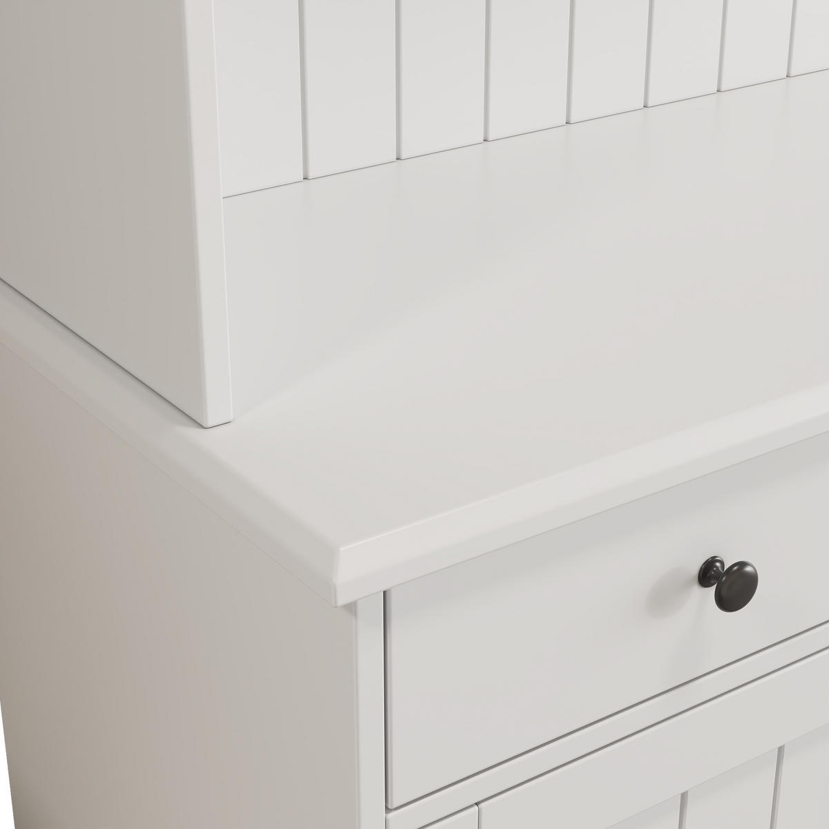 BUFFETSCHRANK Hochschrank 120x40x191cm Weiss Schwarz Griffe USB - Weiß, Holzwerkstoff (40/191/120cm) - FLIEKS