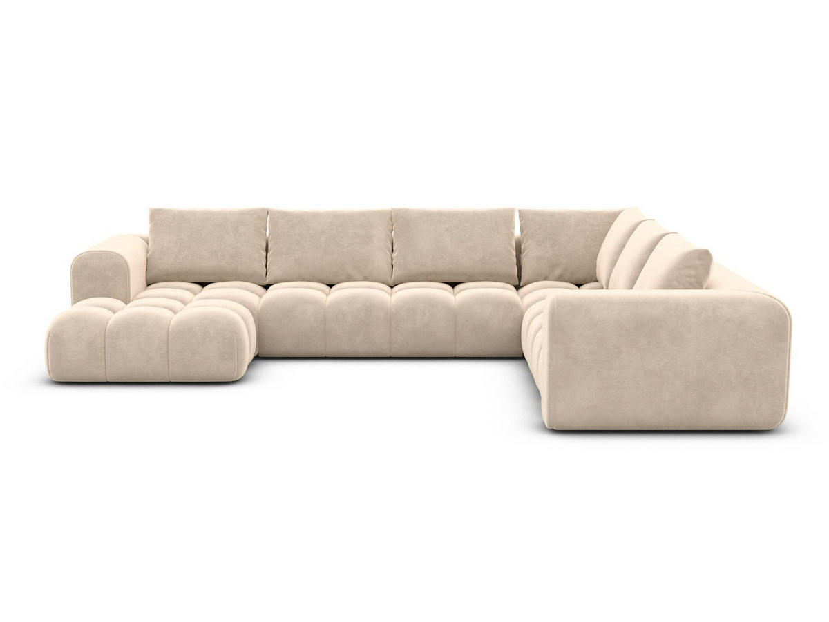 WOHNLANDSCHAFT Casaluna U-Form Creme Samtstoff - Creme, Kunststoff (338/88/267cm)