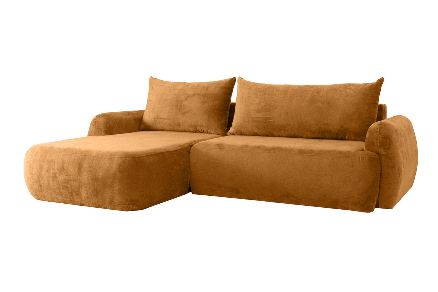 ECKSOFA Mit Schlaffunktion Und Bettkasten, Chenille-Stoff Perfecto, Honigfarbe, Links, HELA II - Honig, Holz (280/184cm) - Kaiser Möbel