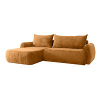 ECKSOFA Mit Schlaffunktion Und Bettkasten, Chenille-Stoff Perfecto, Honigfarbe, Links, HELA II - Honig, Holz (280/184cm) - Kaiser Möbel