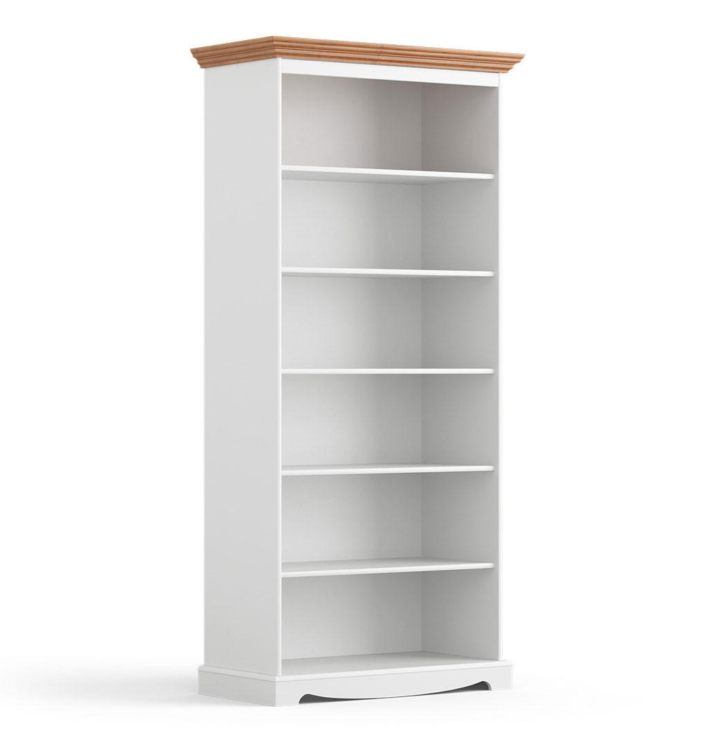 BÜCHERREGAL Belluno Elegante Kiefer weiß (RAL9010) lackiert / Kiefer gebeizt, Eichefarben 89 / 44 / 190cm - Eichefarben/Weiß, Holz (89/190/44cm) - Feldmann-Wohnen