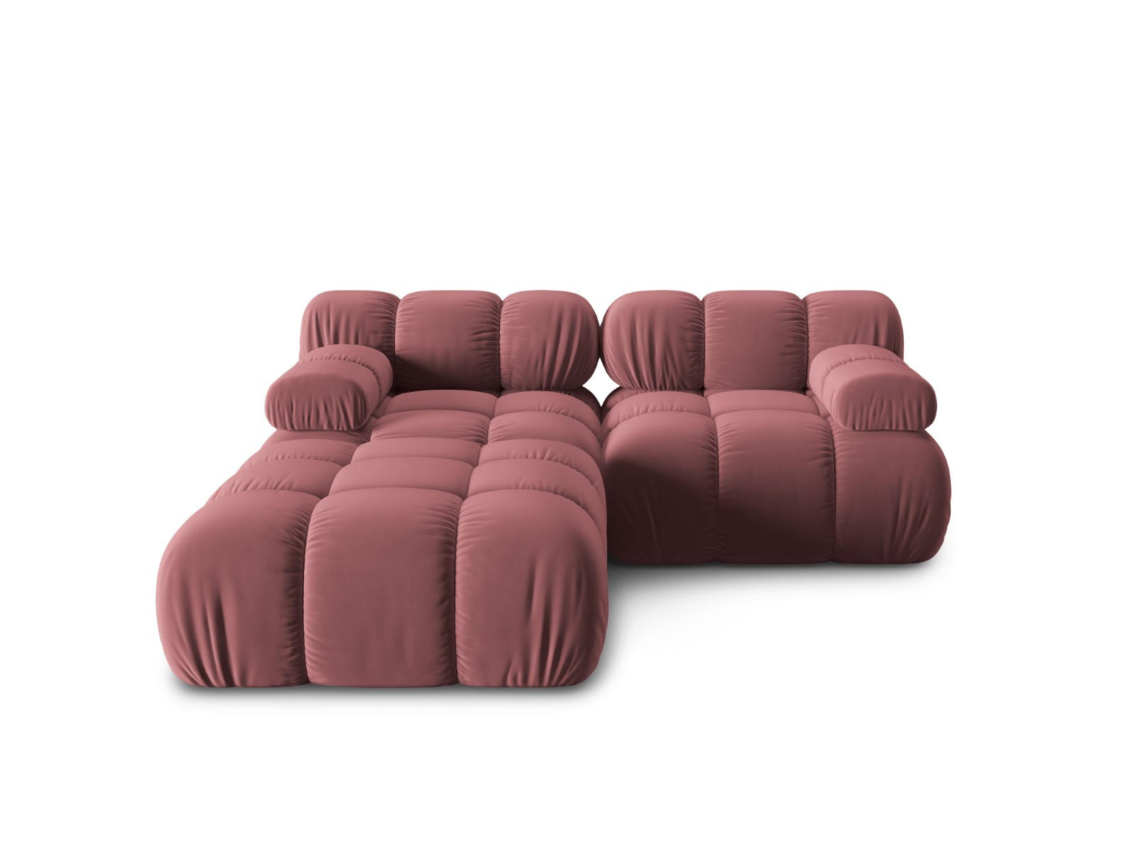 MODULARES-SOFA Bellis aus Samt rosa 3 Sitzplätze - Pink, Textil (188/63/188cm) - Micadoni