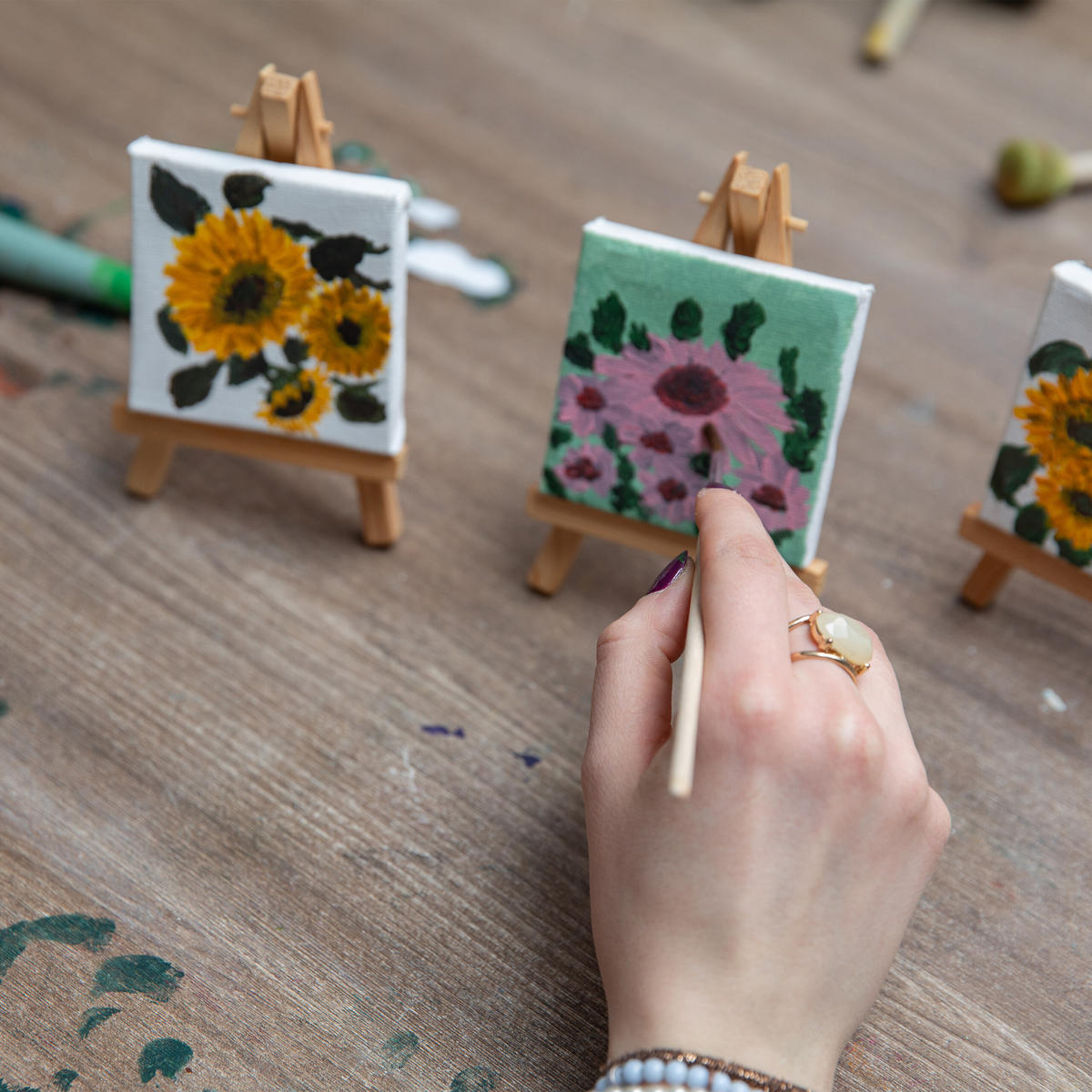 24XMINI easel - svetlohnedá, drevo (8/15.5/2cm) - Relaxdays