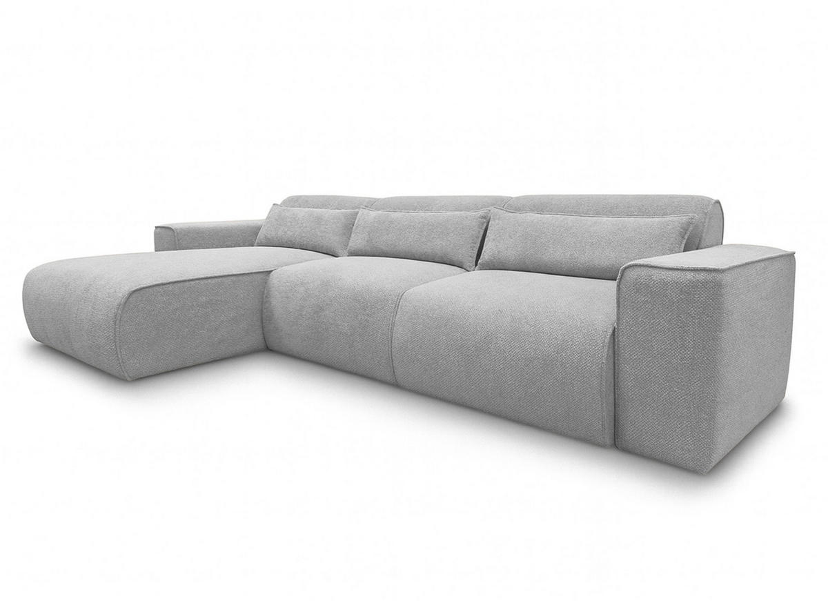 ECKSOFA L Form Ruyam Hellgrau 310/165/78 cm – Schlaffunktion Links - Hellgrau/Schwarz, Kunststoff/Textil (170/310cm) - AX Living