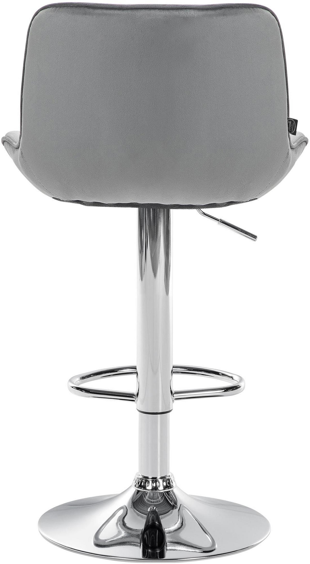 BARHOCKER 2er Set Samt grau - Chromfarben/Grau, Textil/Metall (49/85/51cm) - CLP